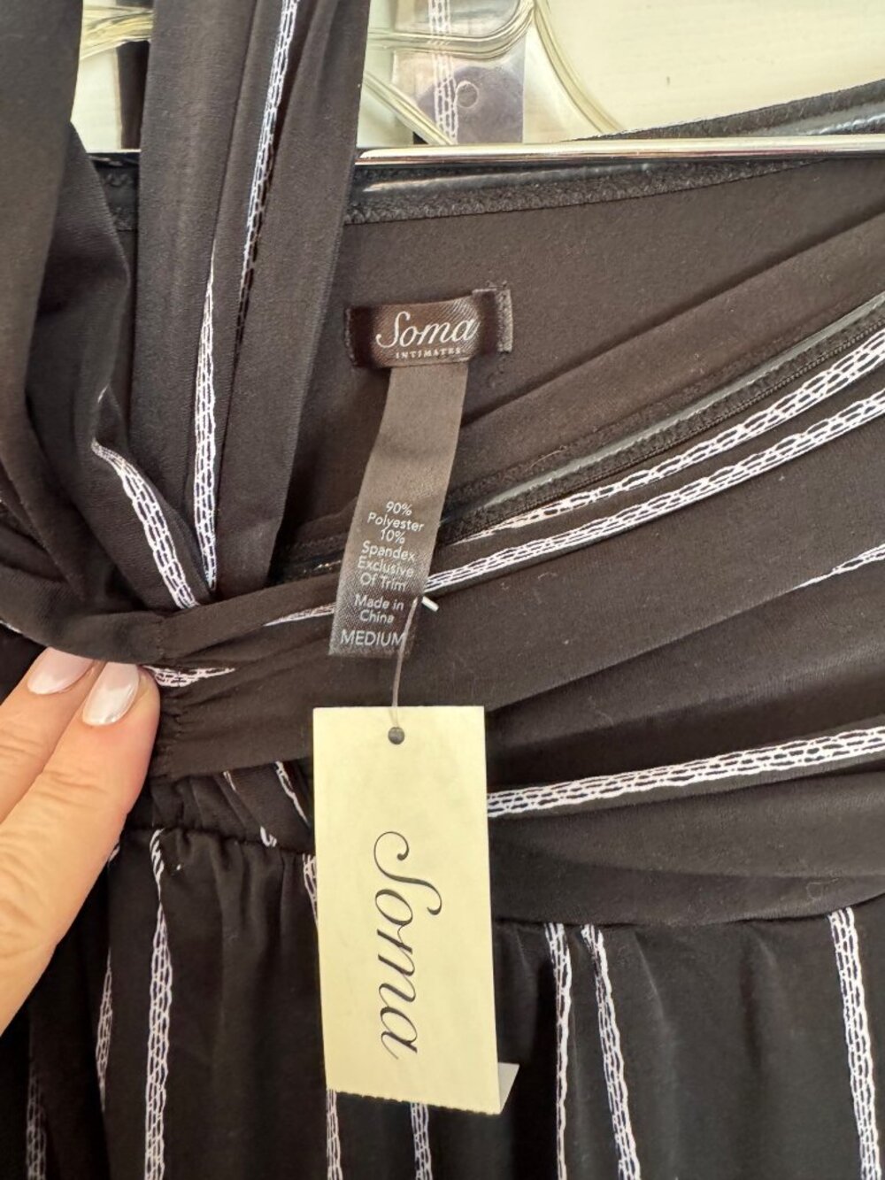 Soma Faye Maxi Dress Black White Convertible Halter Soft Jersey Medium NEW - Picture 5 of 11